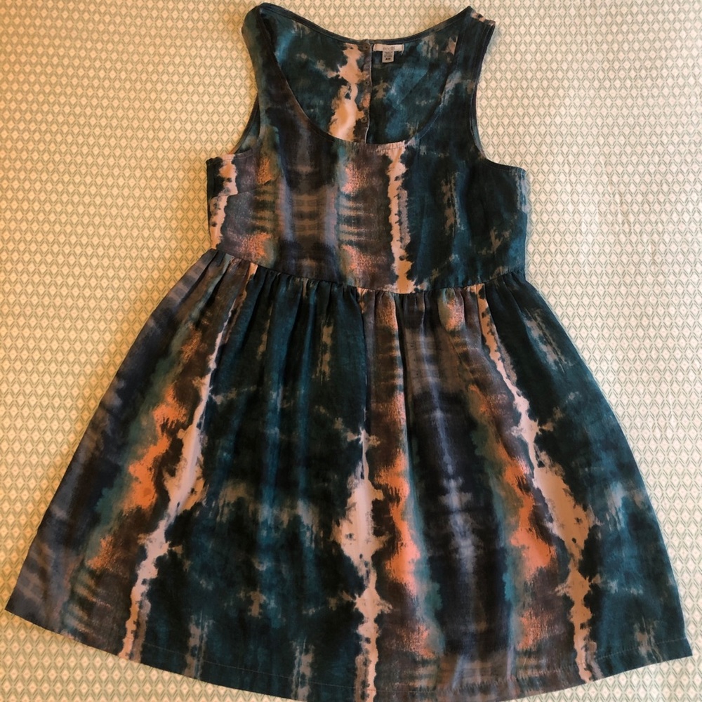 XS Blue and Pink Skater Dress Unique Dye